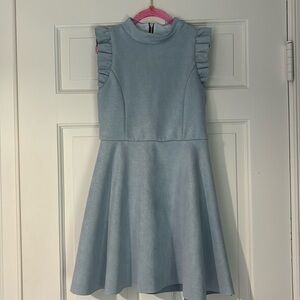 Kids size M 8/10 faux suede light blue dress